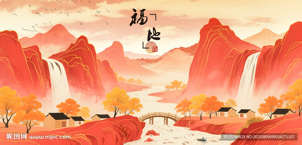 壯麗山河中式山水風(fēng)景