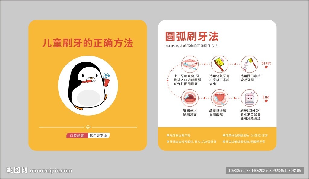 兒童口腔牙科醫(yī)院刷牙知識(shí)科普卡