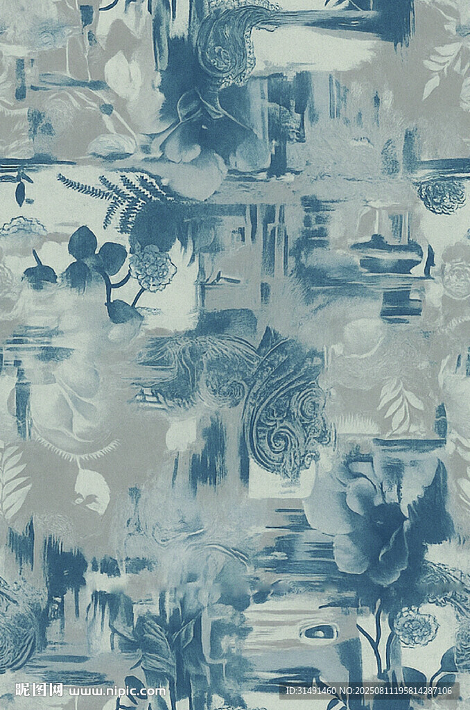 水墨風抽象藍調(diào)藝術圖案