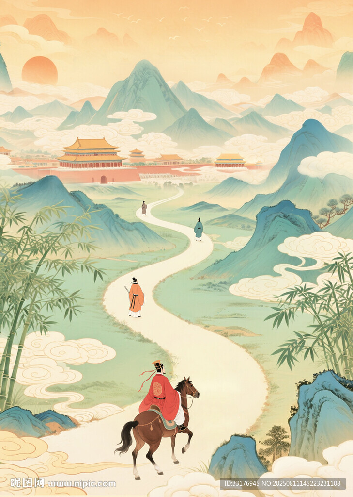 一路連升  人物背景PS分層