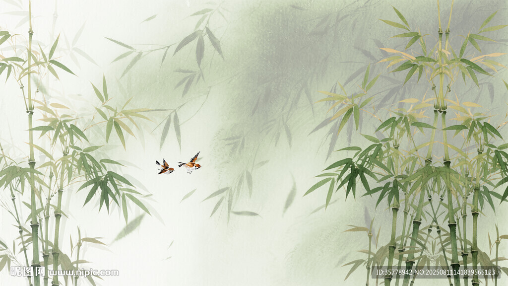 國畫水墨竹子