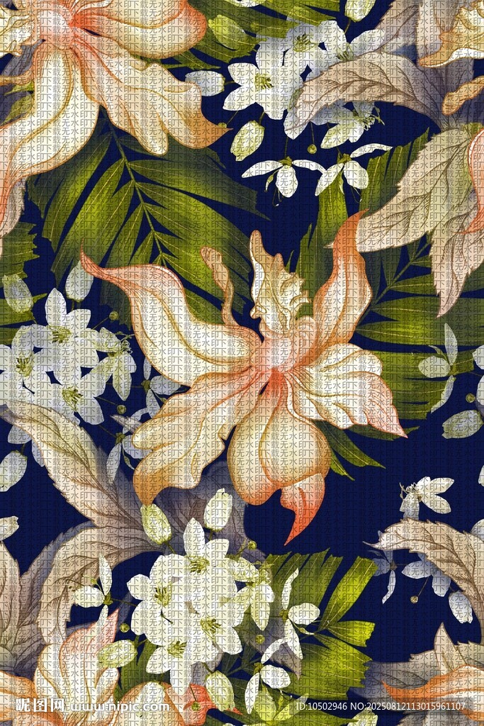 復古花卉圖案布料紋理
