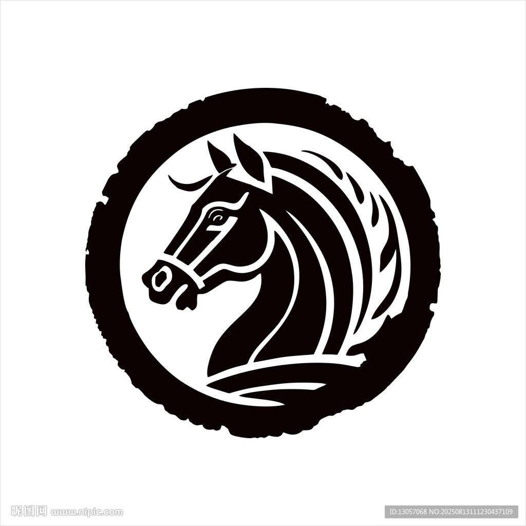 馬頭簡約黑白標(biāo)志圖案
