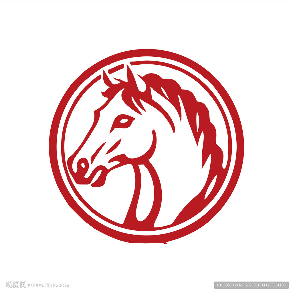 紅色馬頭圓形標(biāo)志圖案