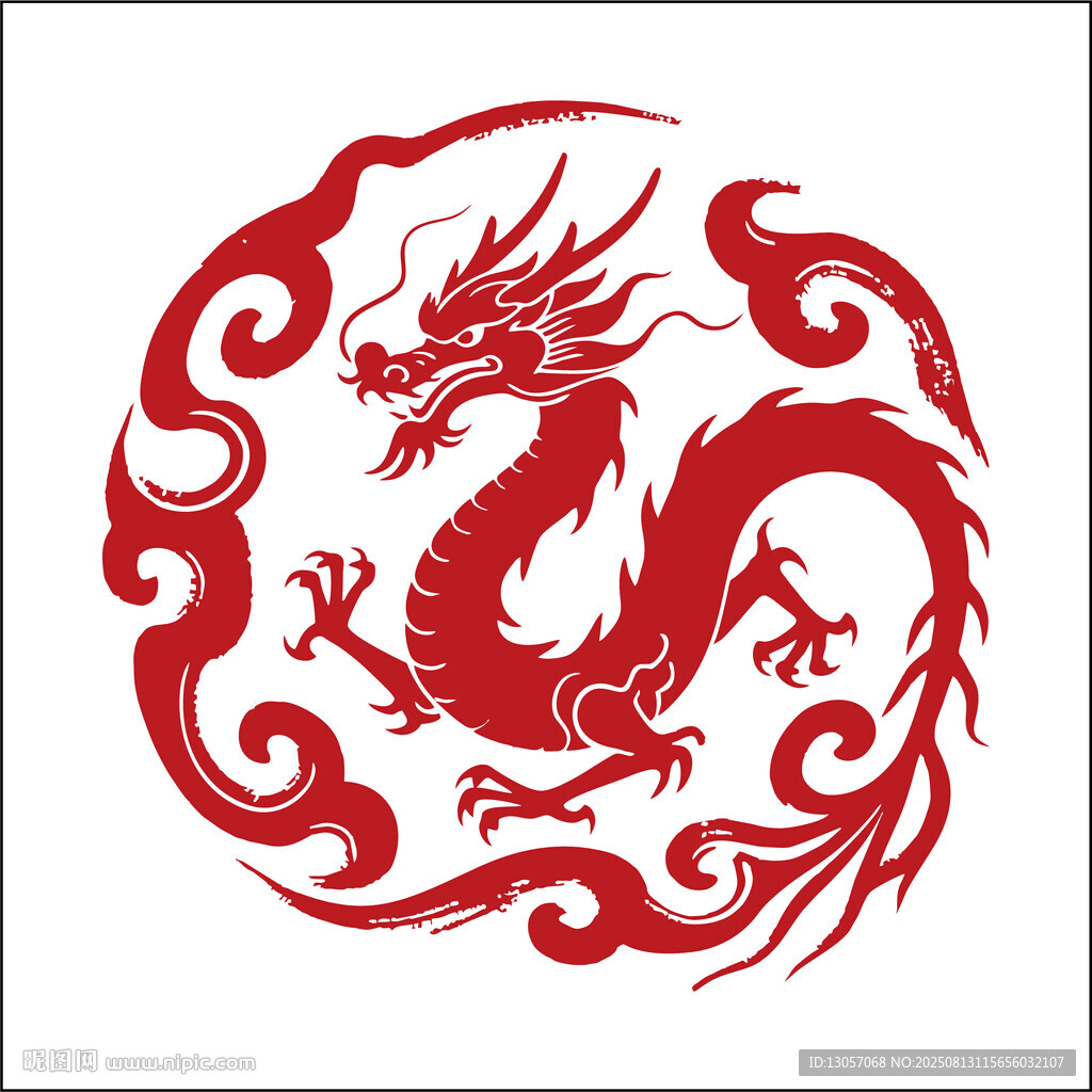中式紅底龍紋傳統(tǒng)圖案