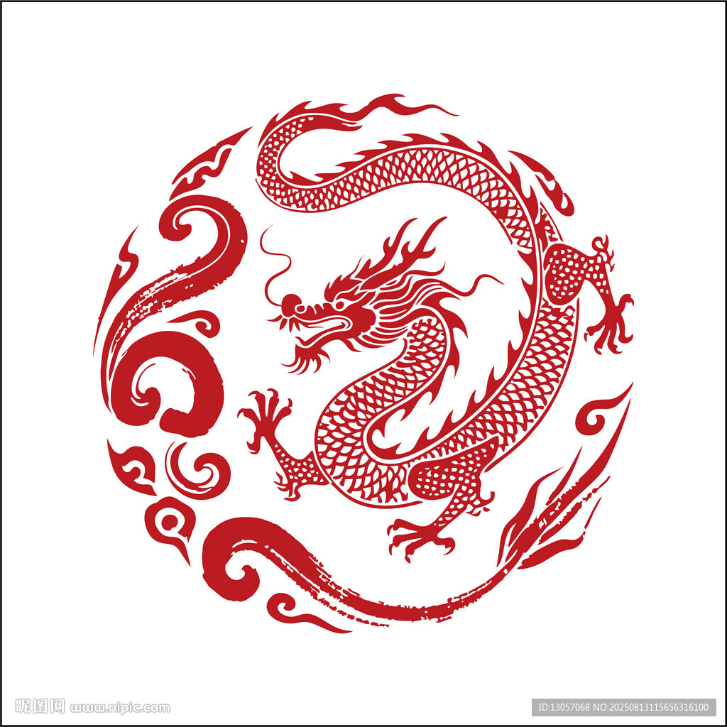 中式紅底龍紋傳統(tǒng)圖案