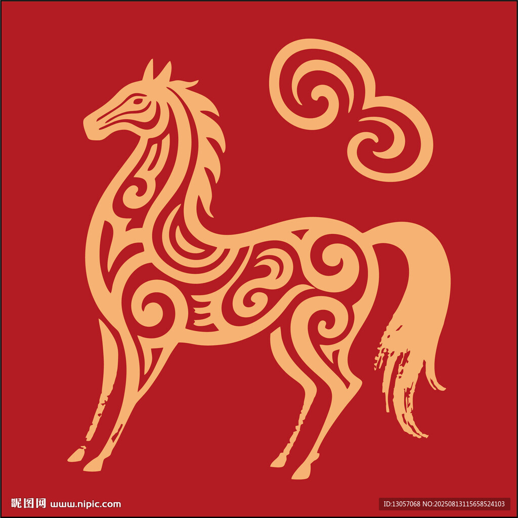 中式古典風(fēng)格金色駿馬圖案