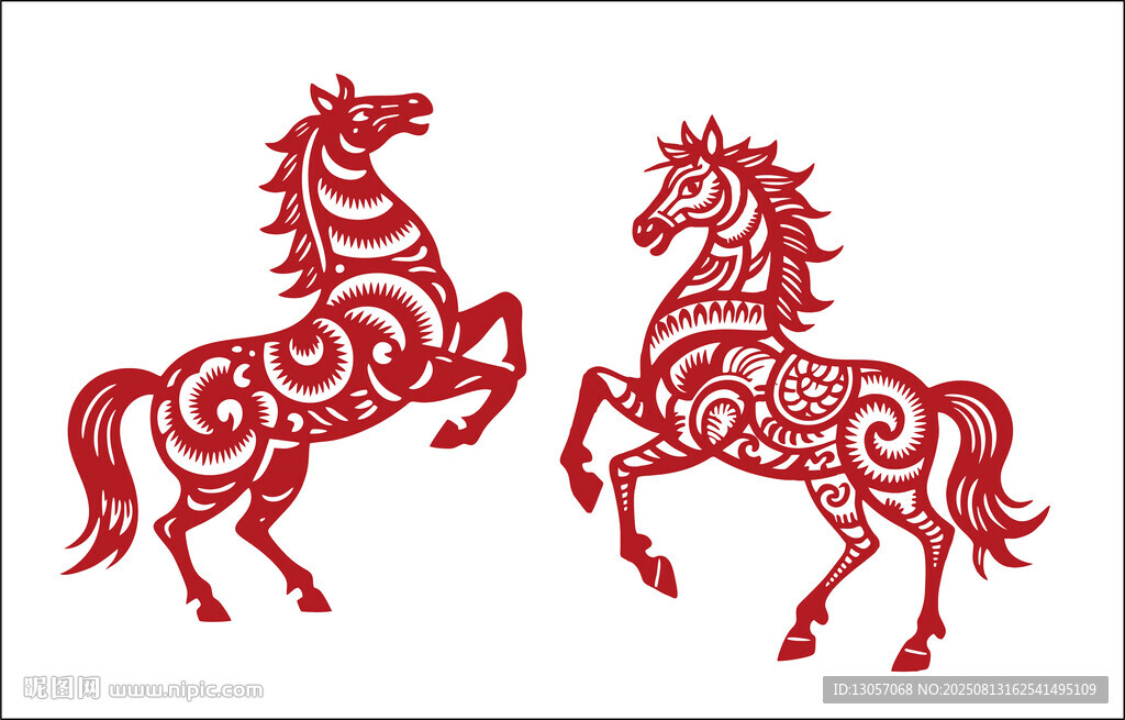 雙馬剪紙藝術(shù)圖案