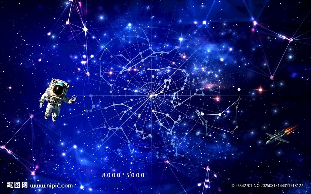 太空中的宇航員遨游場景