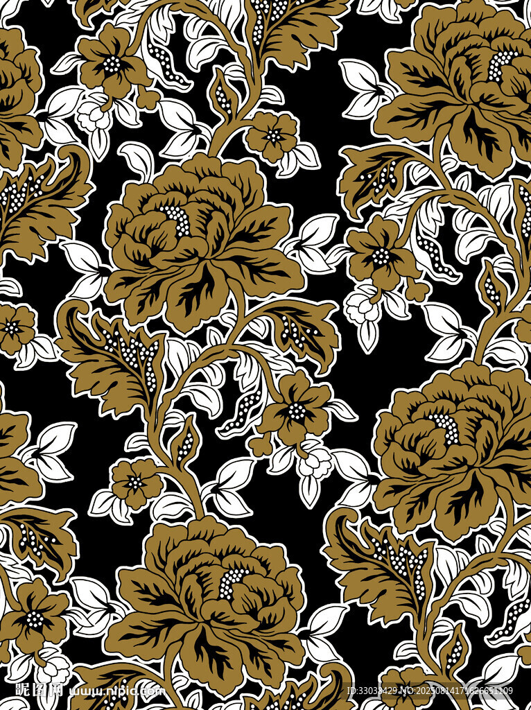 黑金花卉圖案背景紋理