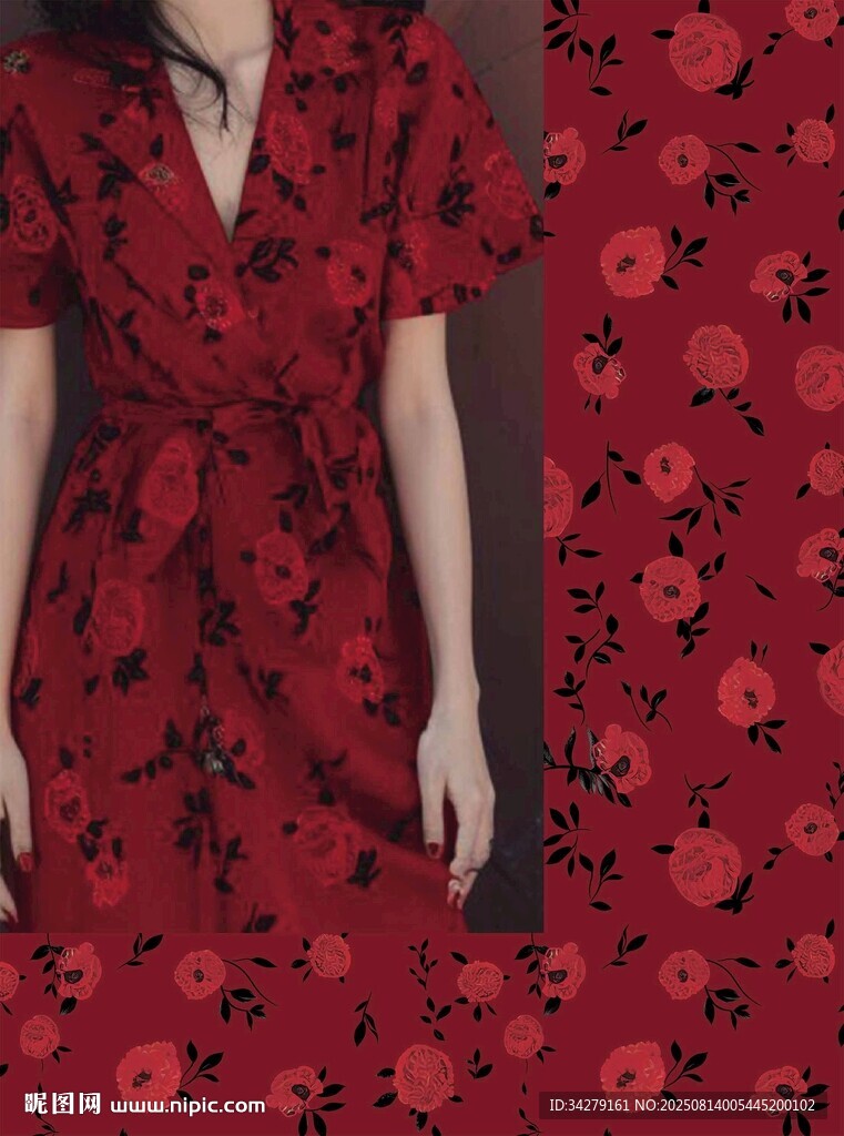 玫紅色花卉圖案