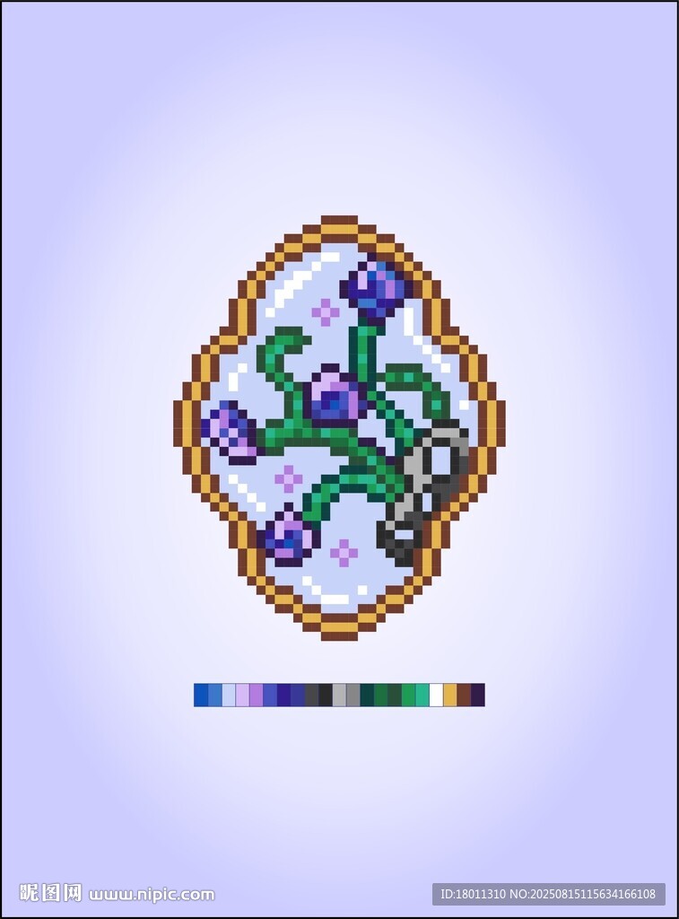 復(fù)古風(fēng)花卉圖案十字繡像素圖