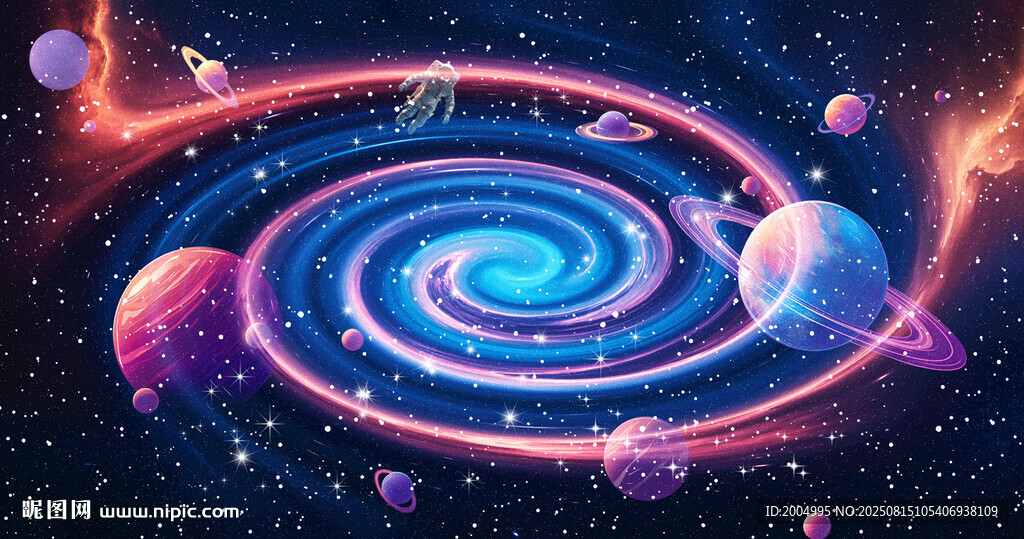 太空宇航員宇宙星球隕石星空背景