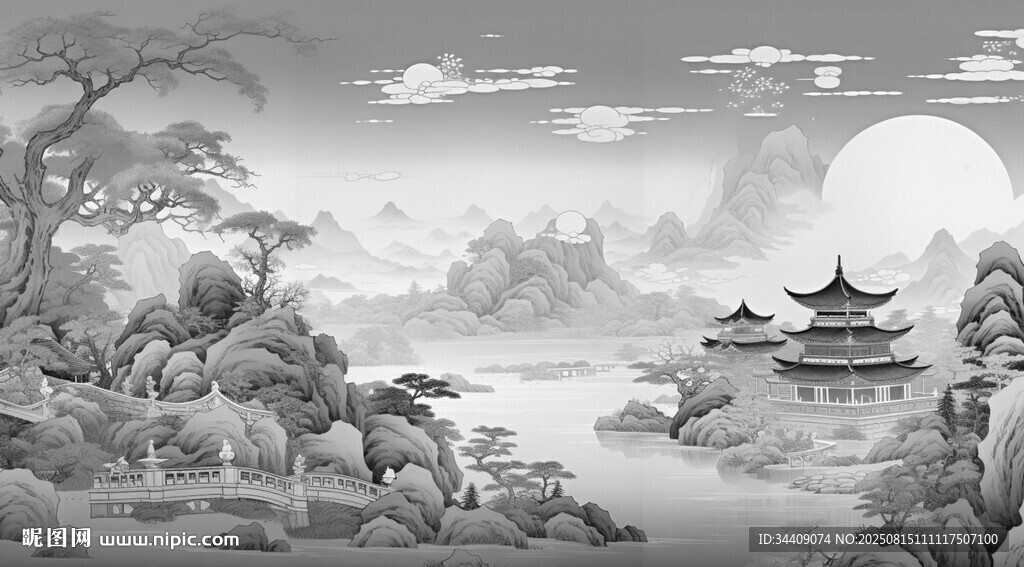 古風水墨畫海報