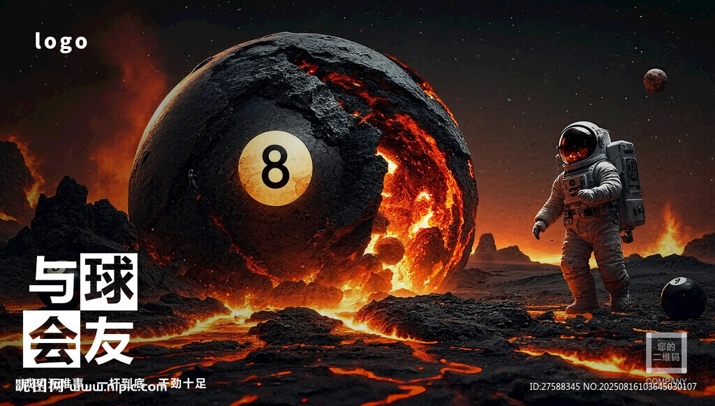 夜中宇航員與燃燒8號球