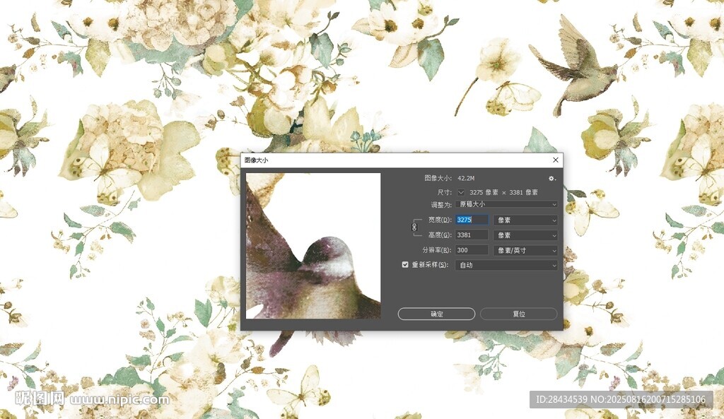 花鳥(niǎo)水彩圖案