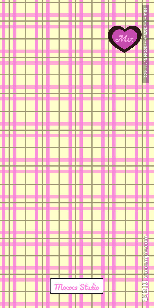 格子背景上的粉色愛心