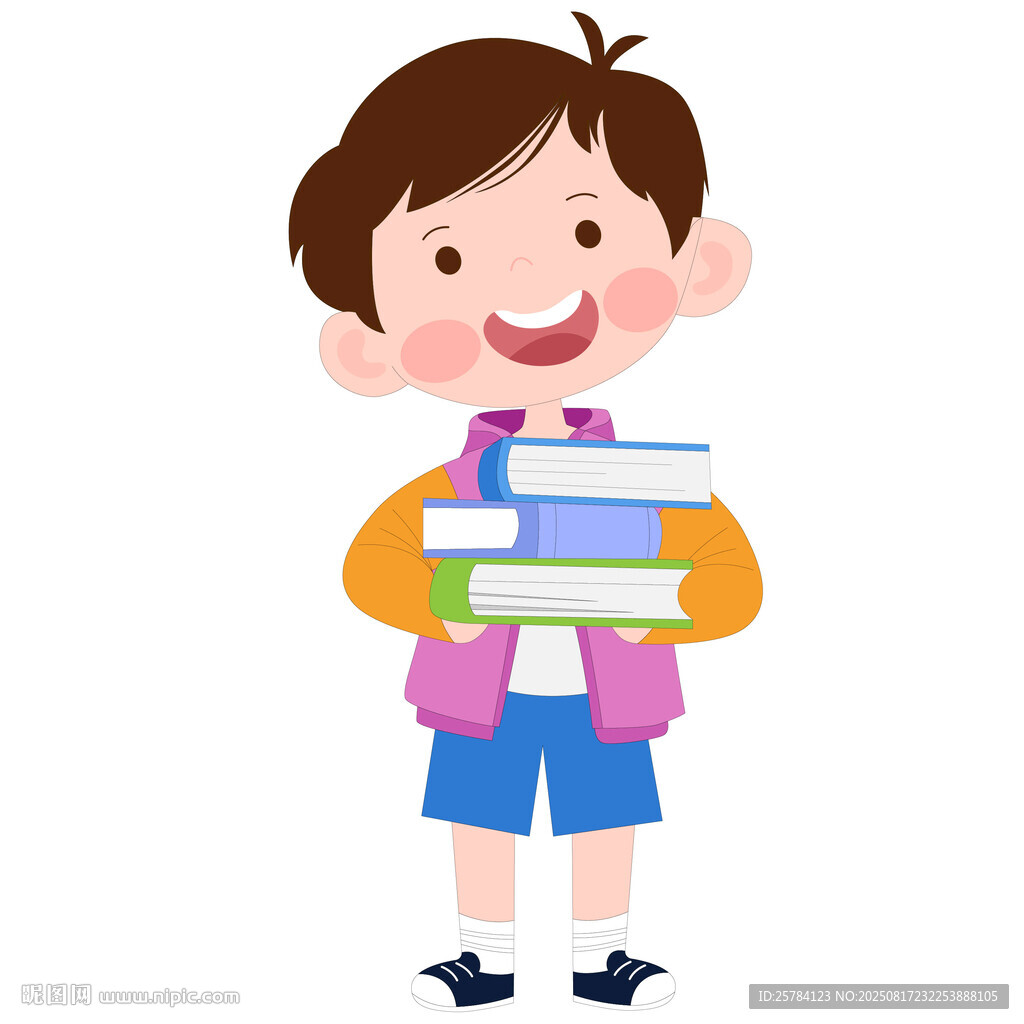 開(kāi)學(xué)季拿著一摞書(shū)的男孩教育插畫(huà)