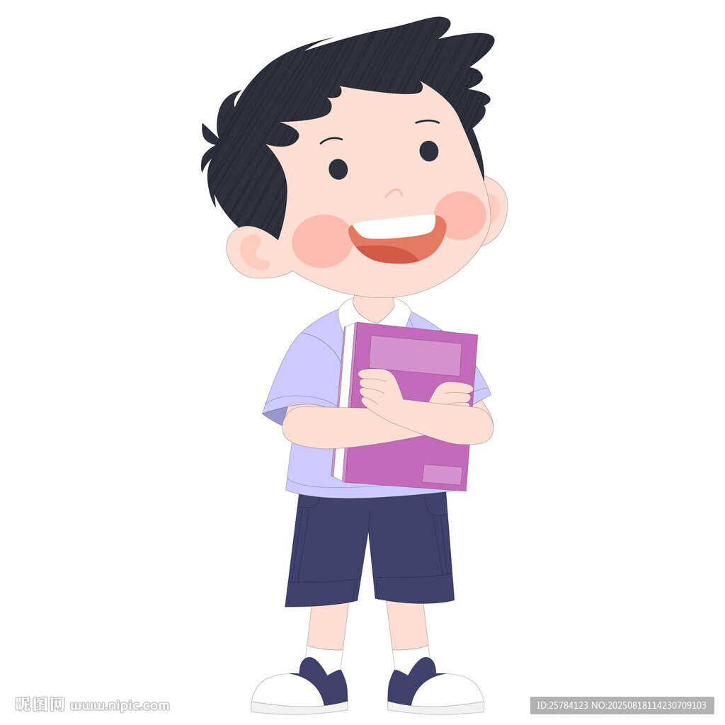 開(kāi)學(xué)季兒童拿著書(shū)籍去上學(xué)的男孩