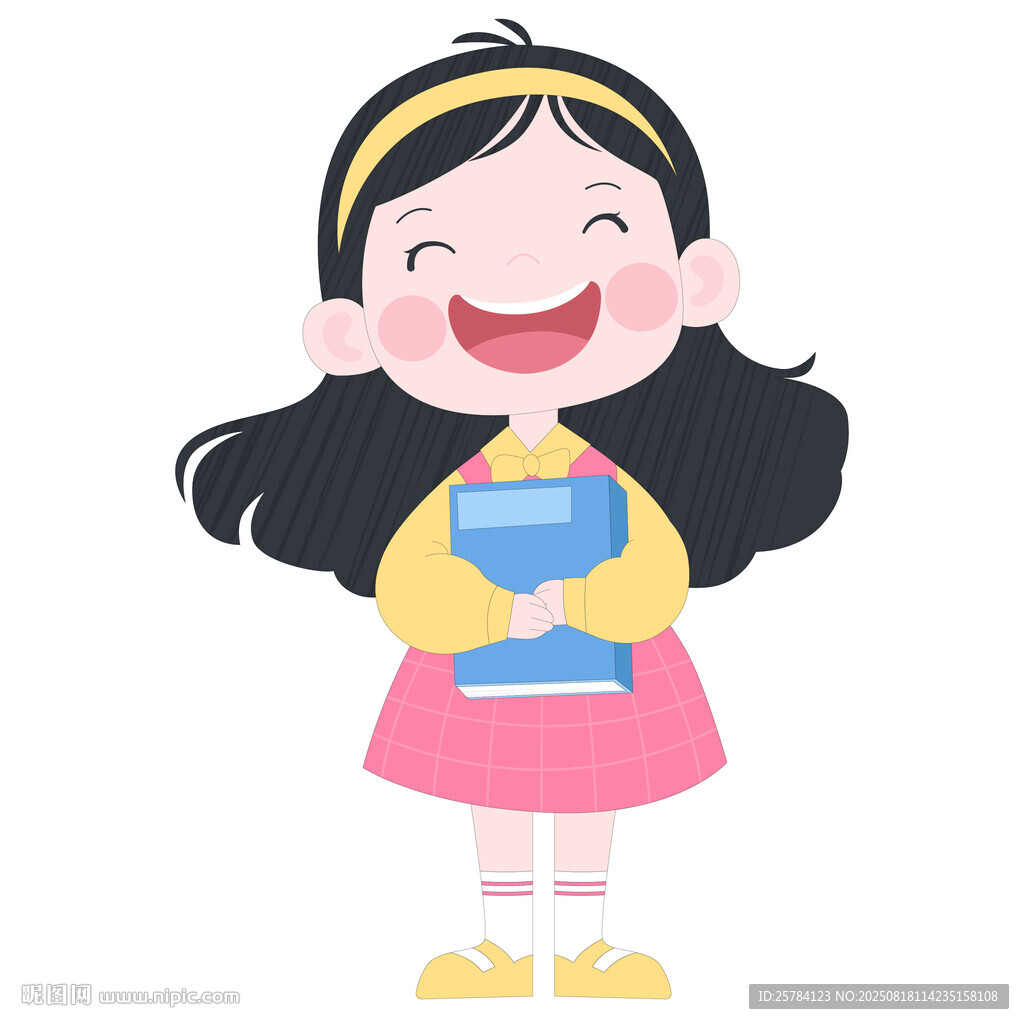 開學季抱著書籍去上學的可愛女孩