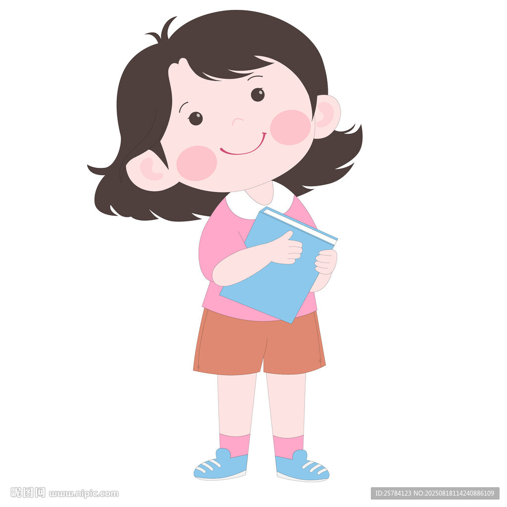 開學(xué)季抱著書籍去上學(xué)的可愛(ài)女孩
