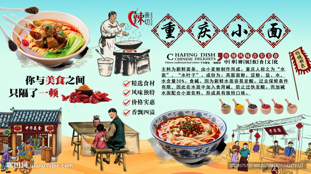 重慶小面背景墻