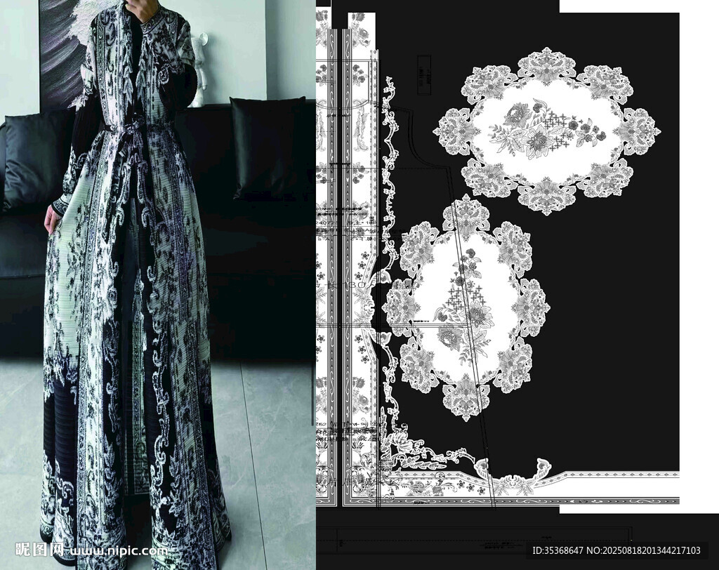 復(fù)古蕾絲服飾與圖案展示