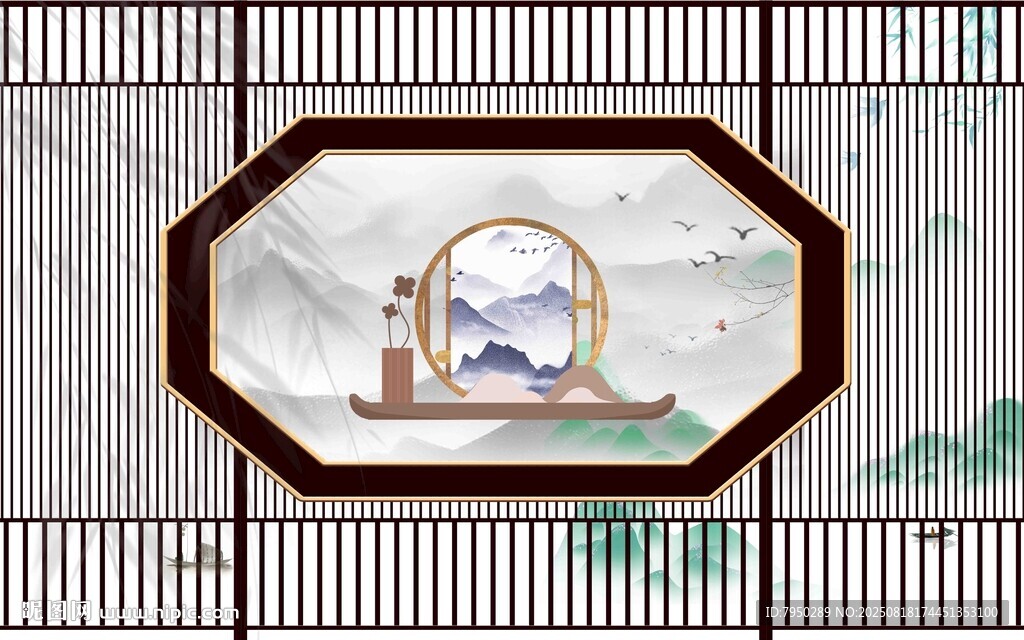 雅致古韻中式背景墻