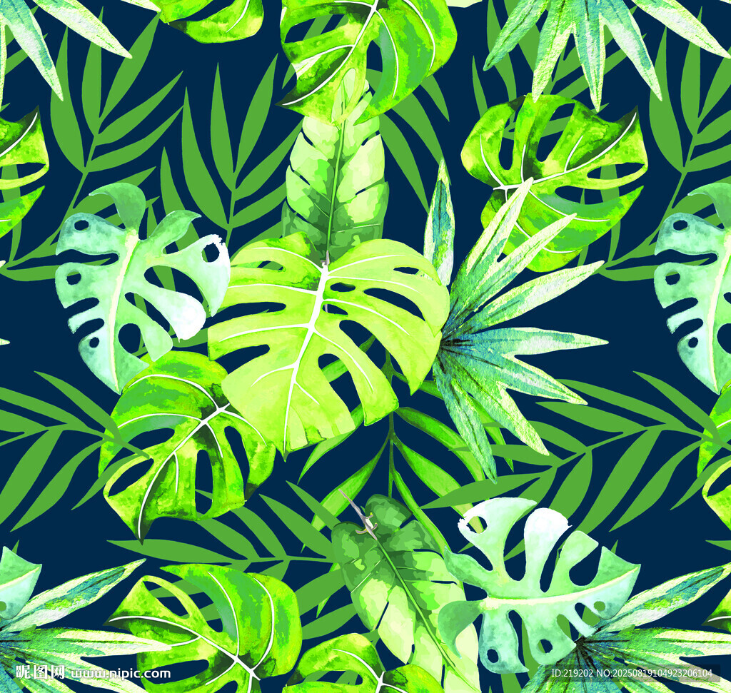 熱帶綠植無縫圖案背景