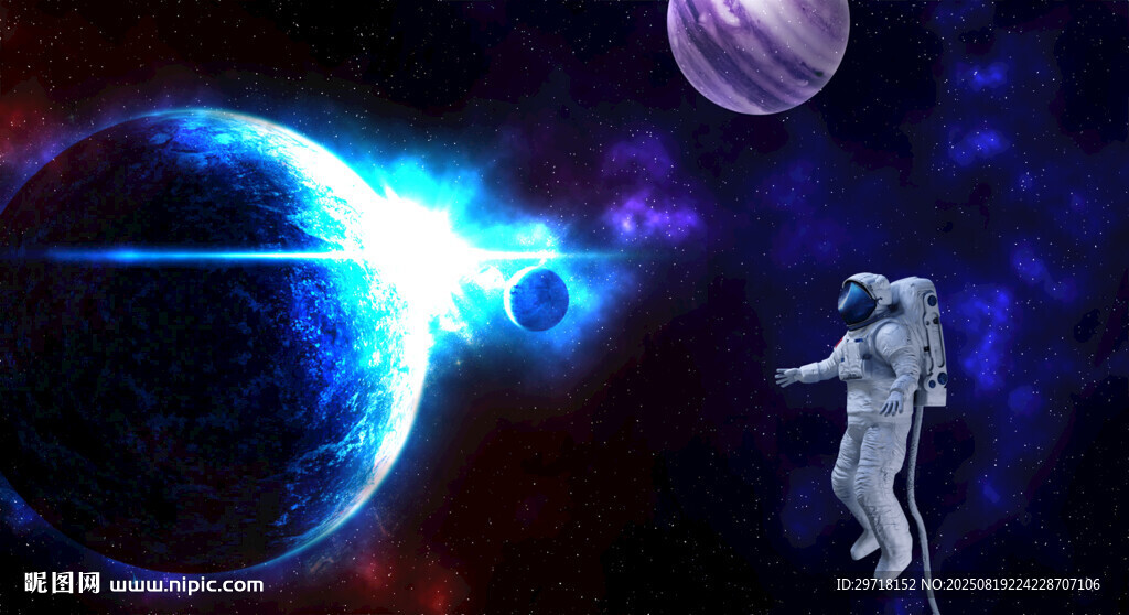 宇航員在宇宙中的奇幻景象