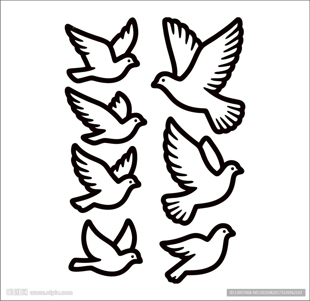 飛翔的白鴿圖案