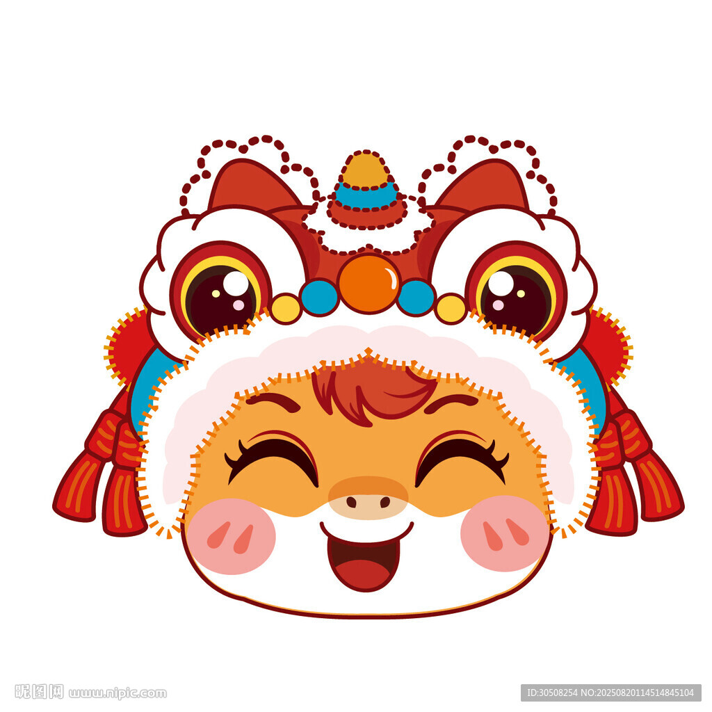小馬可愛舞獅頭卡通形象