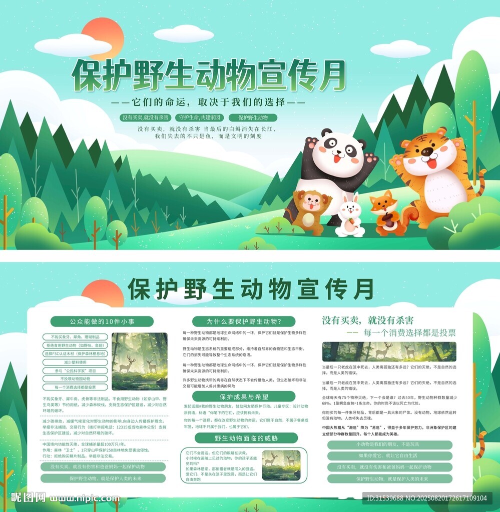 保護野生動物宣傳月大氣宣傳欄