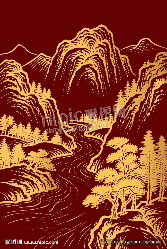 金色山水風(fēng)景海報背景