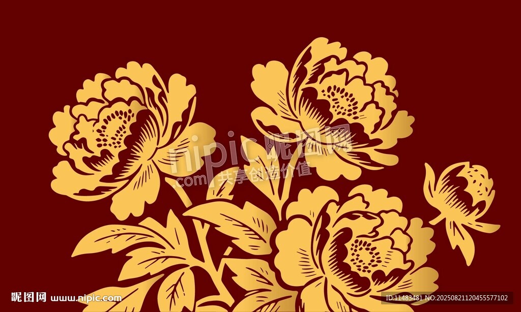 牡丹花線稿