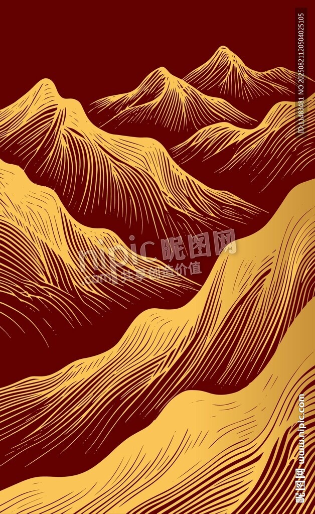 金色山巒山脈插畫背景