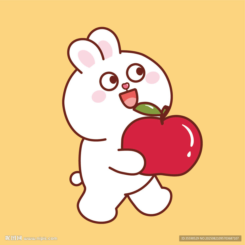 白兔抱紅蘋果超可愛(ài)
