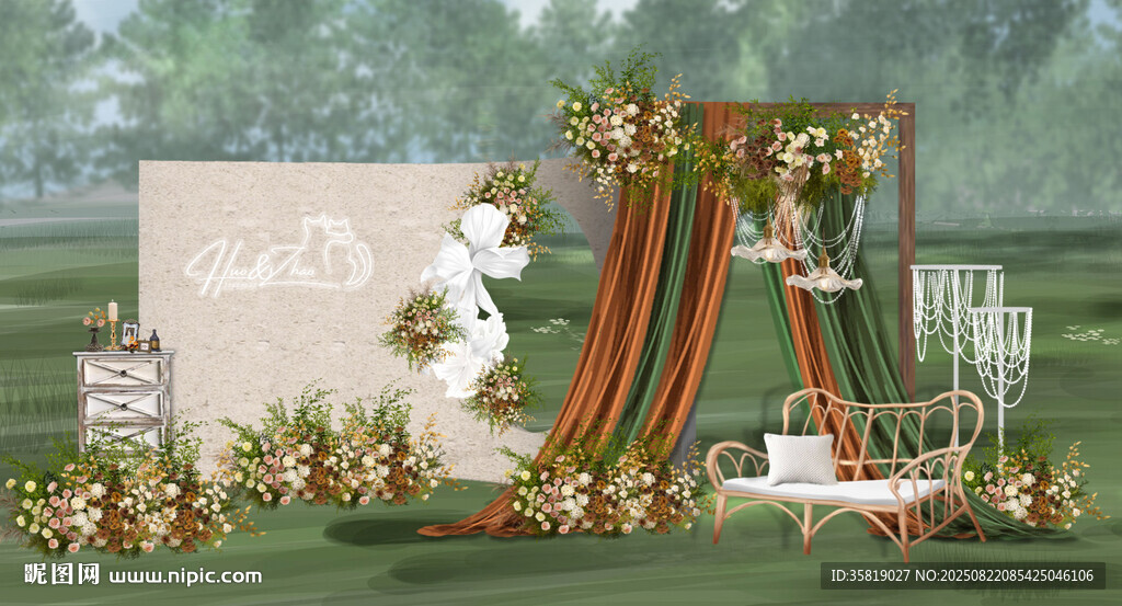 戶外浪漫婚禮裝飾場景留影區(qū)