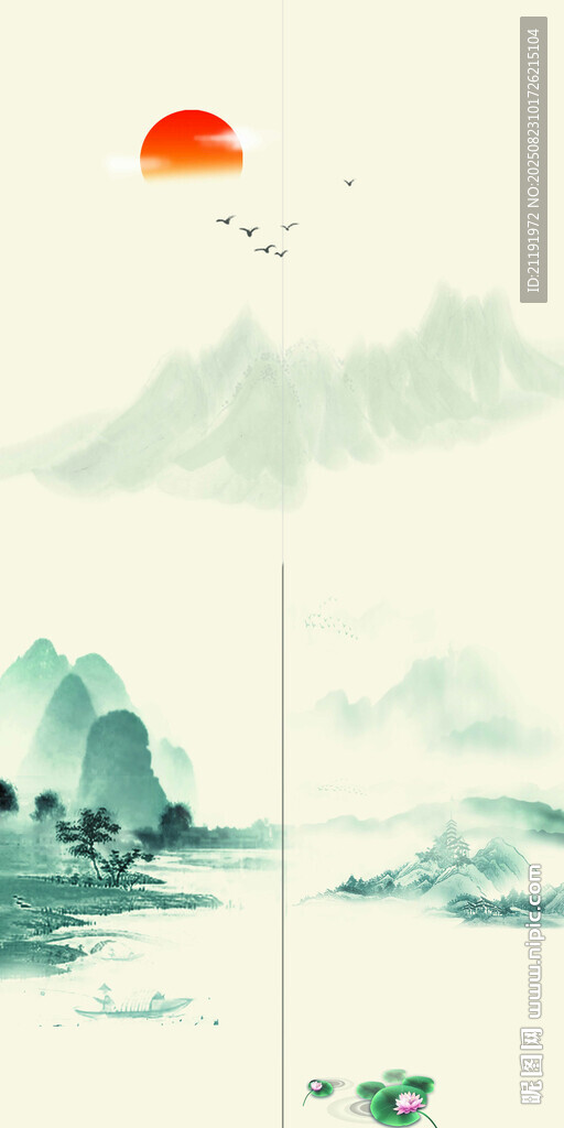水墨畫門簾
