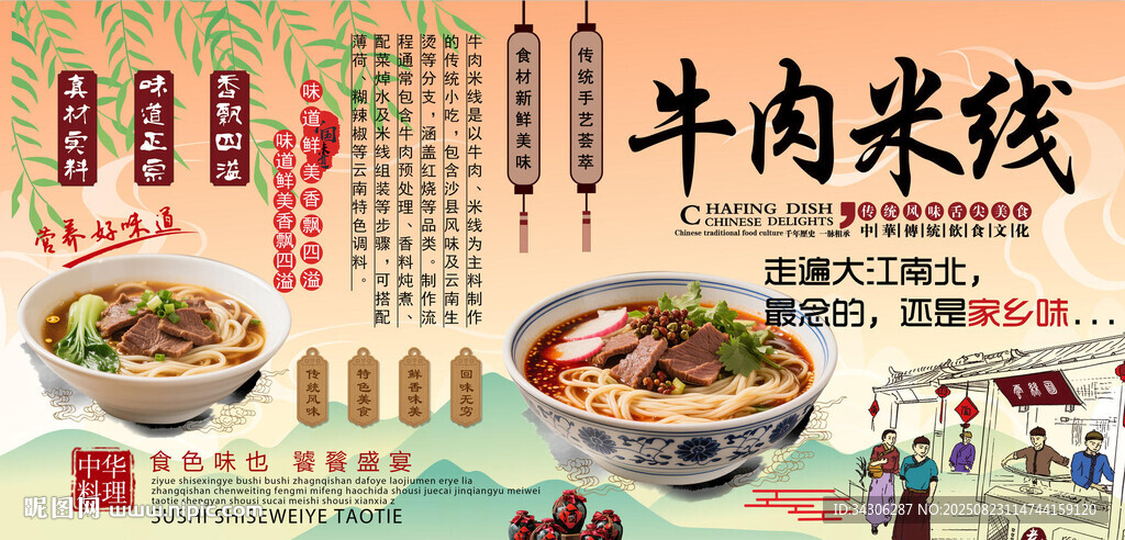牛肉米線背景墻