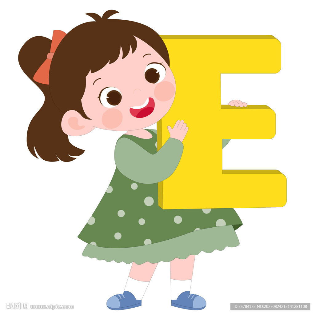 開學(xué)季英語課抱著字母E的女孩