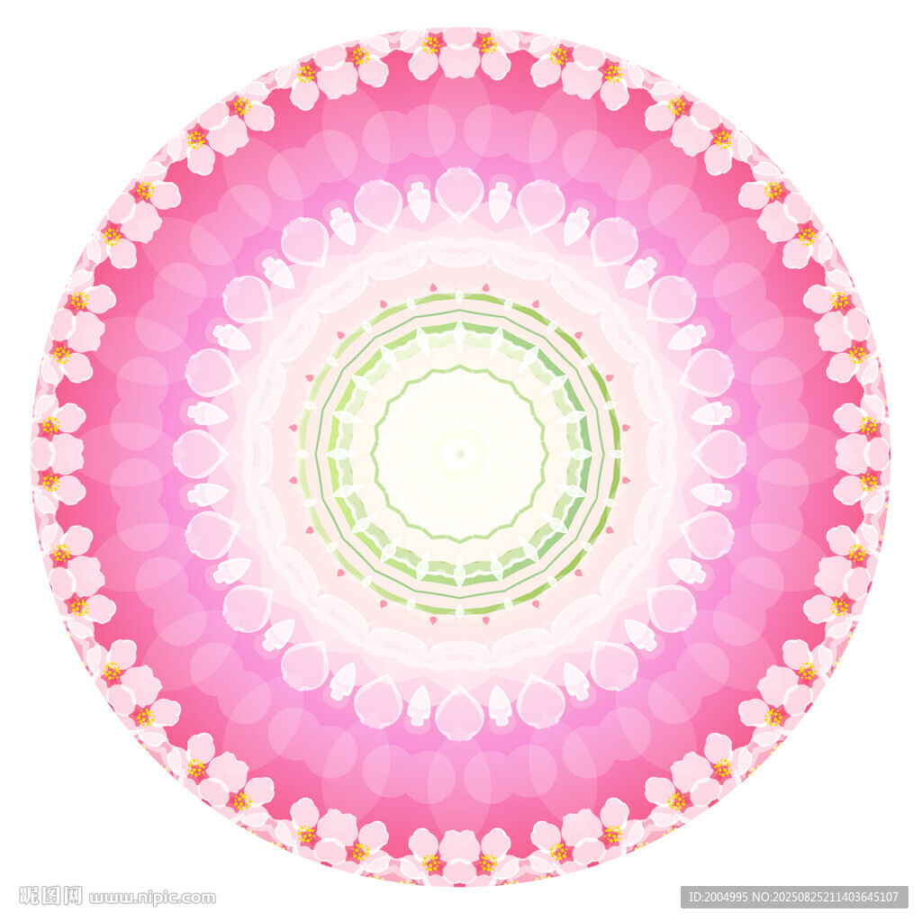 圓形粉色漸變曼陀羅圖案