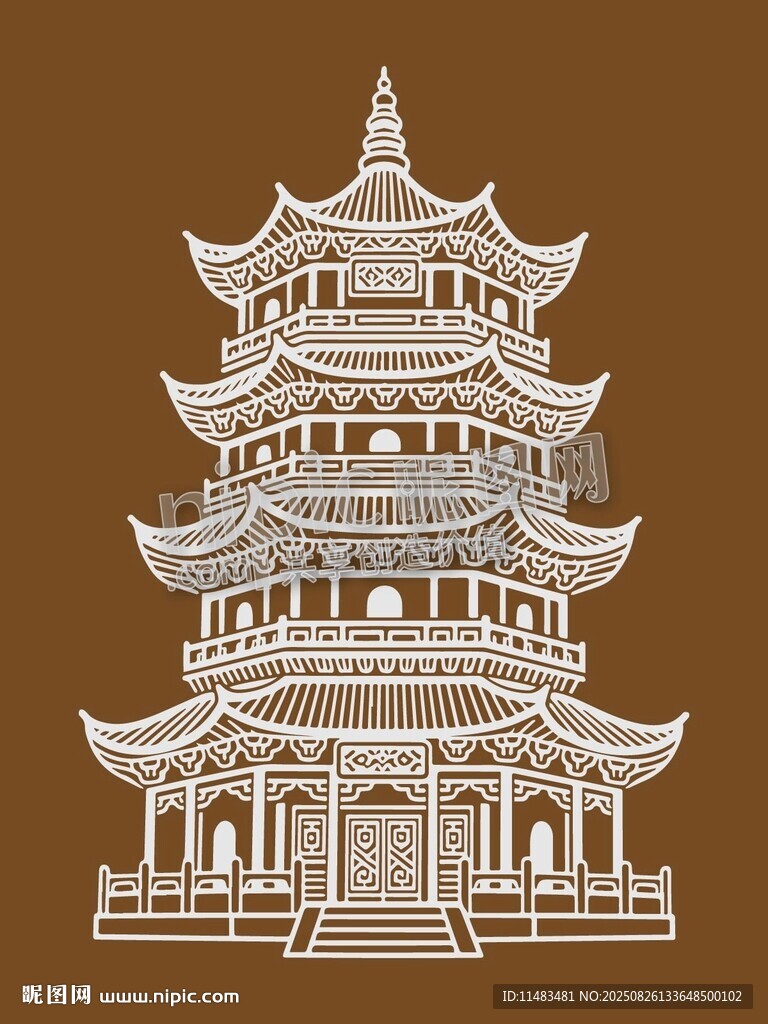 中式多層古塔建筑