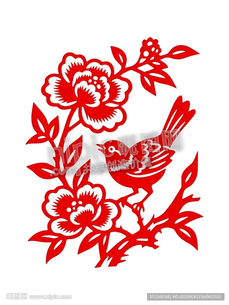 花鳥鏤空窗花窗貼