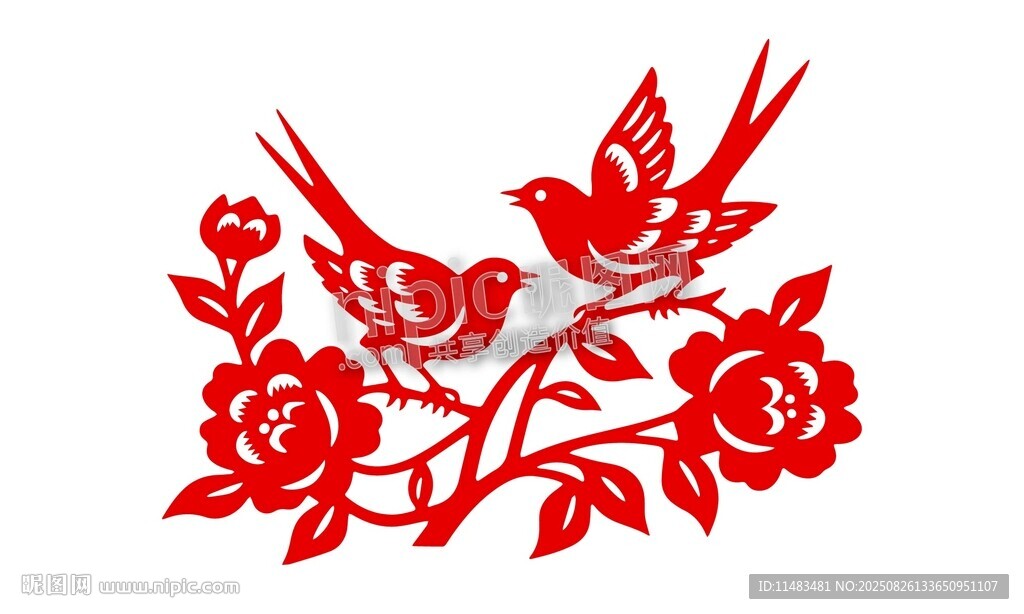 剪紙花鳥窗花