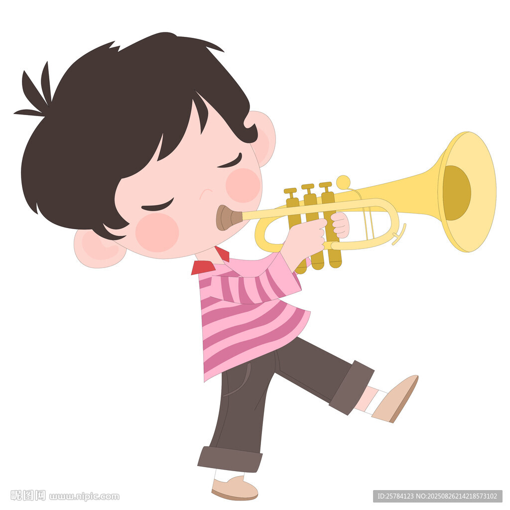 開學季興趣班音樂課吹小號的男孩