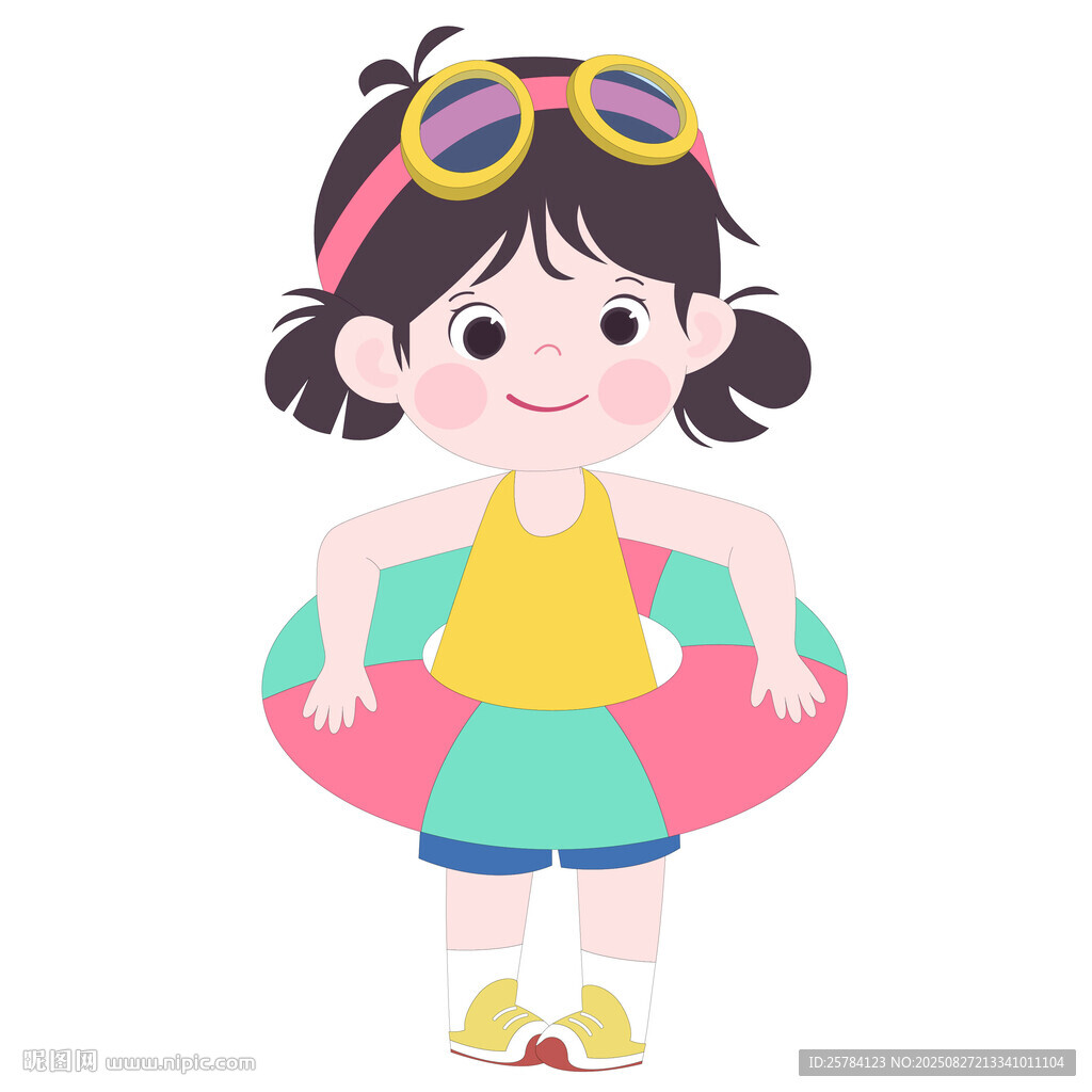 開學季運動會游泳帶著救生圈女孩
