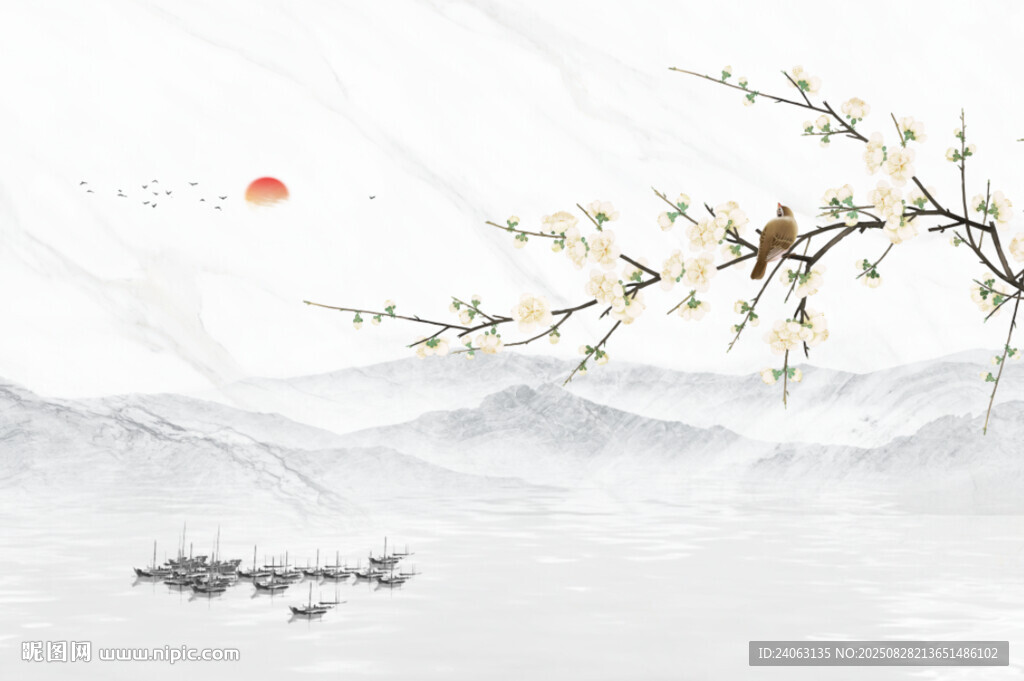 中式古典花鳥背景墻