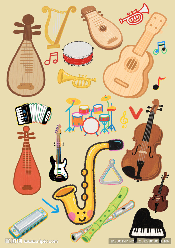 兒童繪畫樂器音樂符號