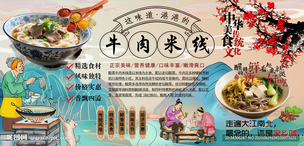 牛肉米線背景墻